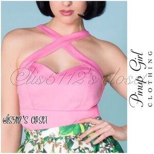 NWT Pinup Couture Deadly Dames Pink Vixen Top: L